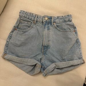 ZARA High Rise Cuffed Jean Shorts